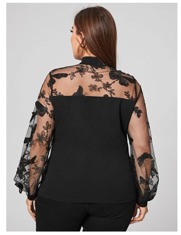 Woochic Haut grande taille col montant tullle